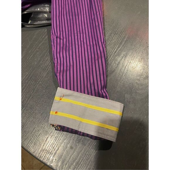 Men’s Robert Graham Purple Navy Striped Contrasting Cuff Long Sleeve Shirt Size - Picture 5 of 12